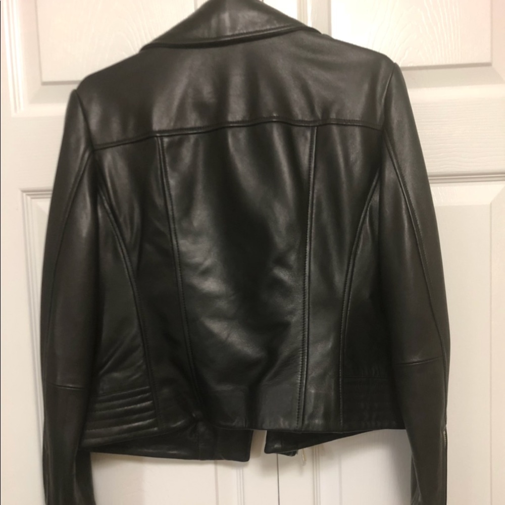 Michael Kors Black Genuine Motorcycle Jacket - Picture 2 of 8